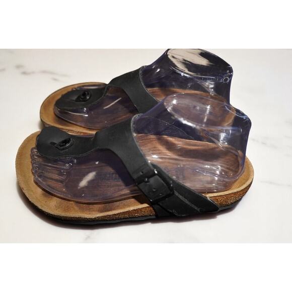 Birkenstock Gizeh Black Leather Sandals Women’s Size 37 (US 6-6.5) Germany - Picture 1 of 12